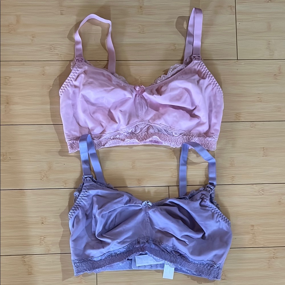 Soft Lace Nursing Bralette - Pink and Lavender